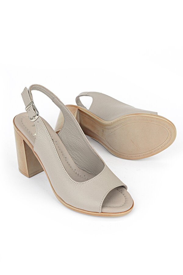 Ziya Kadın Hakiki Deri Topuklu Sandalet 1611020Z1716 Silver