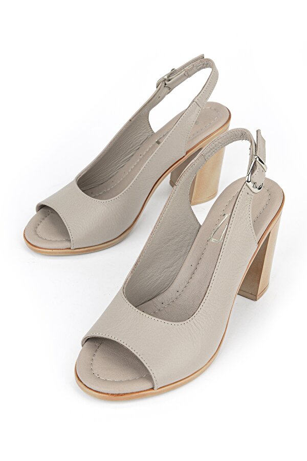 Ziya Kadın Hakiki Deri Topuklu Sandalet 1611020Z1716 Silver