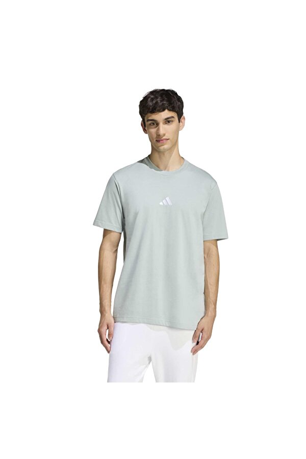 adidas Essentials Small Logo Single Jersey Erkek Yeşil Yuvarlak Yaka Tişört