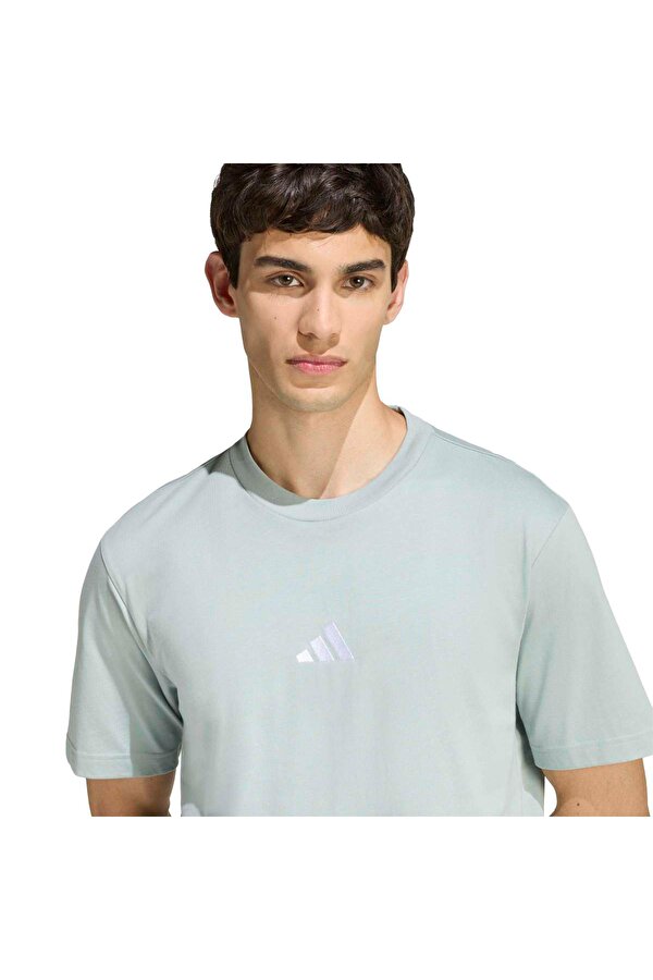 adidas Essentials Small Logo Single Jersey Erkek Yeşil Yuvarlak Yaka Tişört