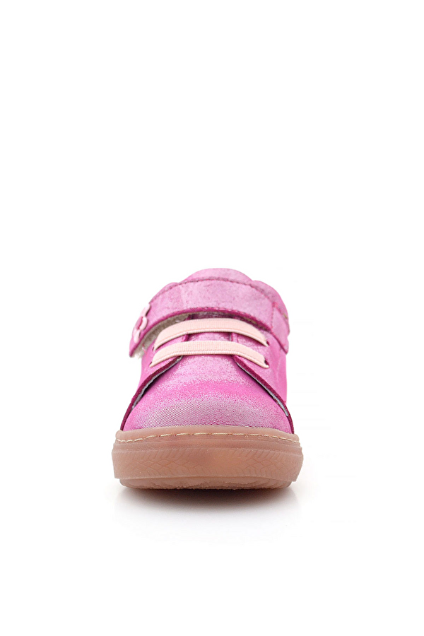 Hapshoe Kids Anatomik Hakiki Deri Yumuşak Pembe Çiçekli Cırtlı Kız Çocuk Ayakkabı