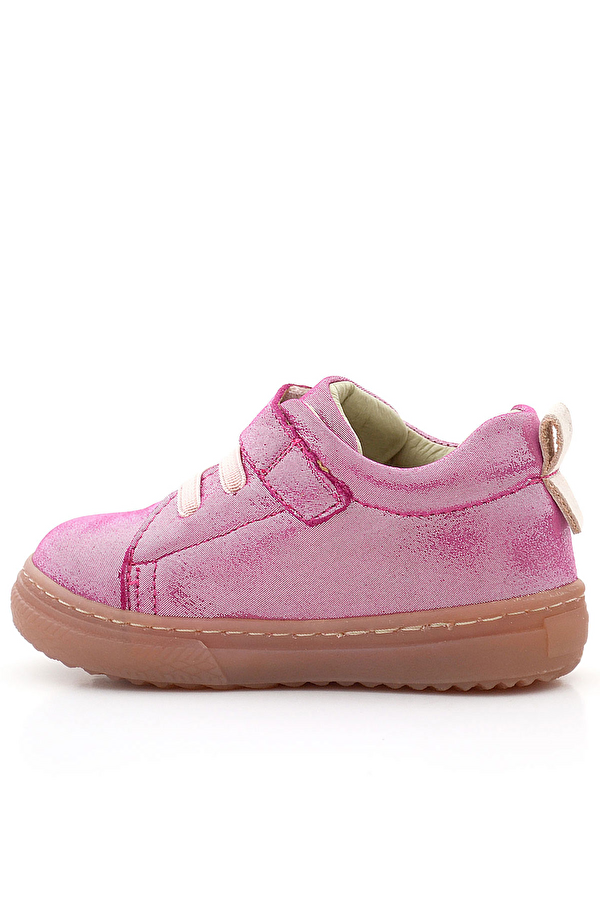 Hapshoe Kids Anatomik Hakiki Deri Yumuşak Pembe Çiçekli Cırtlı Kız Çocuk Ayakkabı