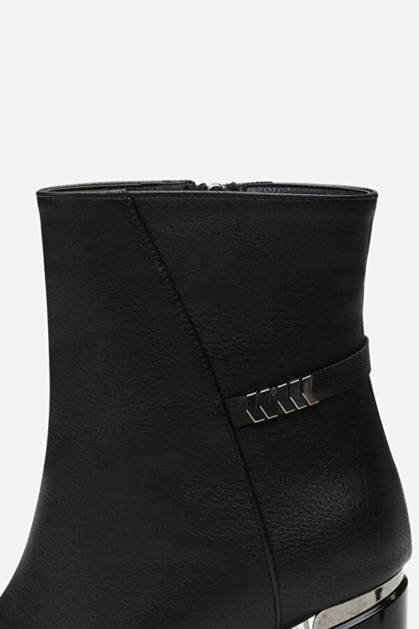 Yaya By Hotiç Kadın Siyah Fermuarlı Kalın Topuklu Bot