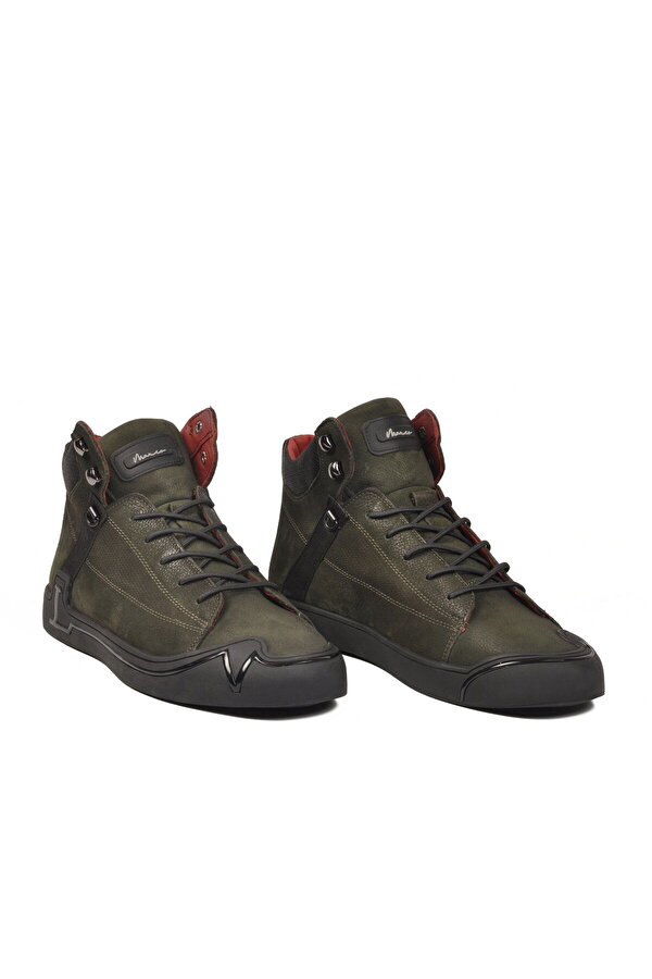 Marcomen Haki Hakiki Deri Bağcıklı Kaymaz Taban Erkek Bot 152-14227 M