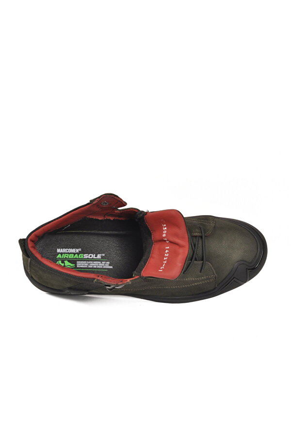 Marcomen Haki Hakiki Deri Bağcıklı Kaymaz Taban Erkek Bot 152-14227 M