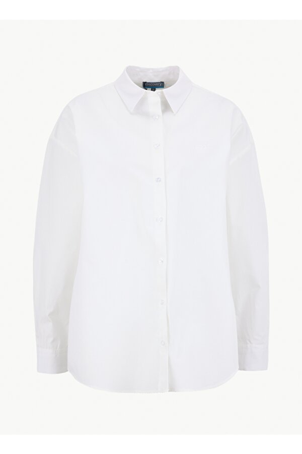 Discovery Expedition D6SL-GML3543 Beyaz  Relaxed Fit Kadın Gömlek