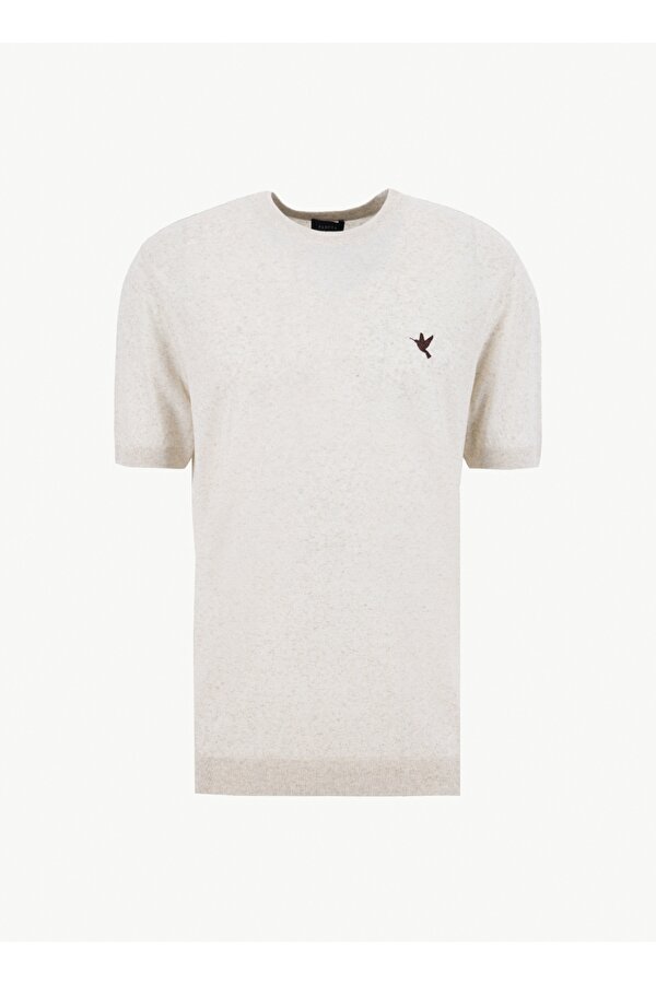 Fabrika Bisiklet Yaka Regular Fit Melanj Bej Erkek Kazak F6SM-KZK 2811