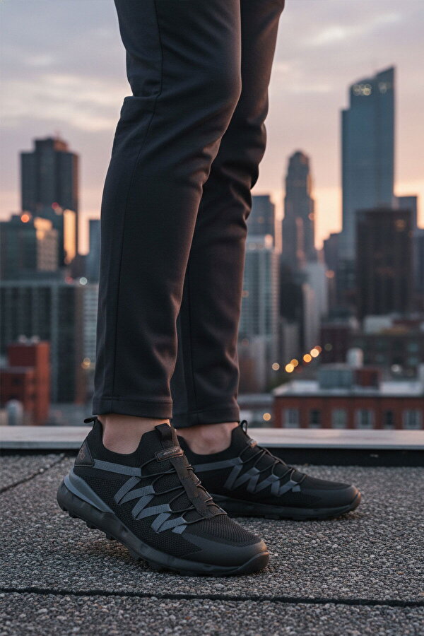 Walkway Siyah Bağcıklı Erkek Spor Ayakkabı