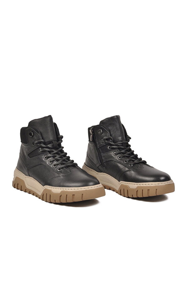 Marcomen Siyah Hakiki Deri Bağcıklı Fermuarlı Erkek Bot 152-20404-2 M