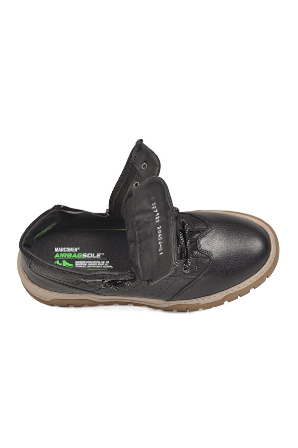 Marcomen Siyah Hakiki Deri Bağcıklı Fermuarlı Erkek Bot 152-20404-2 M