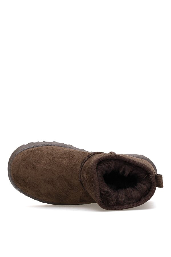 Ayakkabı Fuarı Elit ASPSA01C Kadın Kürklü Süet Düz Bot Kahverengi