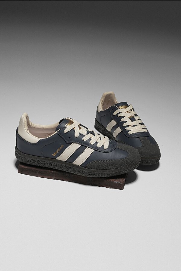 Tonny Black Unisex Füme Cilt Termo Taban Yanı Şeritli Bağcıklı Spor Ayakkabı