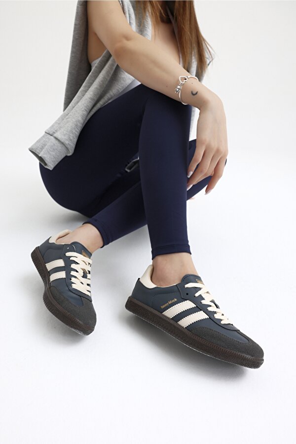 Tonny Black Unisex Füme Cilt Termo Taban Yanı Şeritli Bağcıklı Spor Ayakkabı