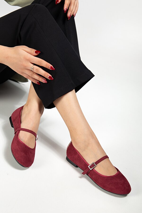 Ghattix Kadın Günlük Klasik Sade Babet Bordo