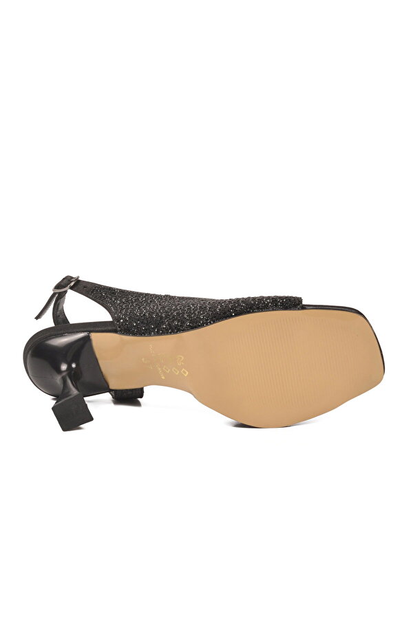 Ayakmod Siyah Saten Taş İşlemeli İnce Topuklu Kadın Abiye Ayakkabı 655500 Z