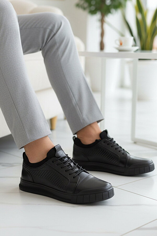 Ayakmod Siyah Hakiki Deri Erkek Casual Ayakkabı 152-20541 M