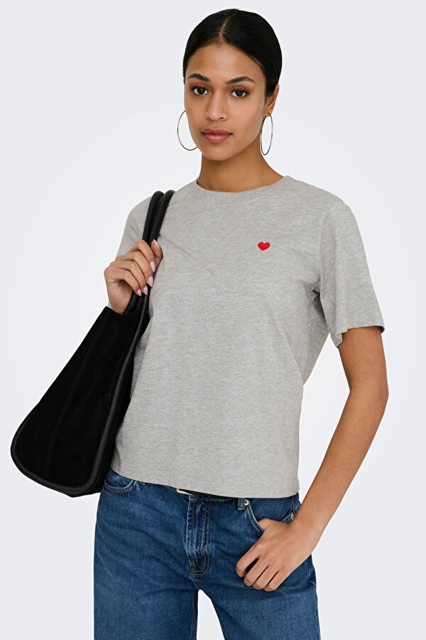 JDY Bayan T Shirt 15298612 AÇIK GRİ