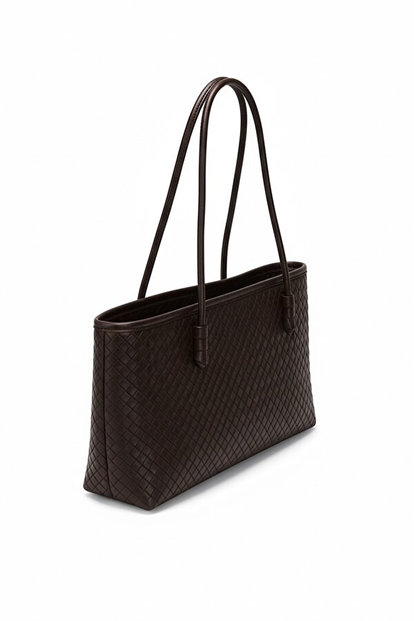 BAHELS Kadın Loven Uzun Tote Çanta Acı Kahve Örgülü