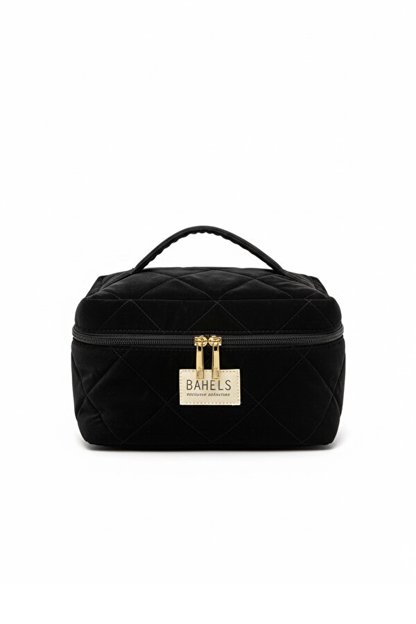 BAHELS Siyah Desen Seyahat Makyaj Çantası