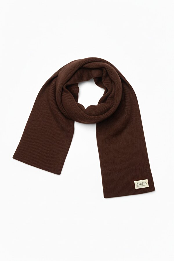 BAHELS Acı Kahve Triko Örgü Atkı Şal Omuz Şalı