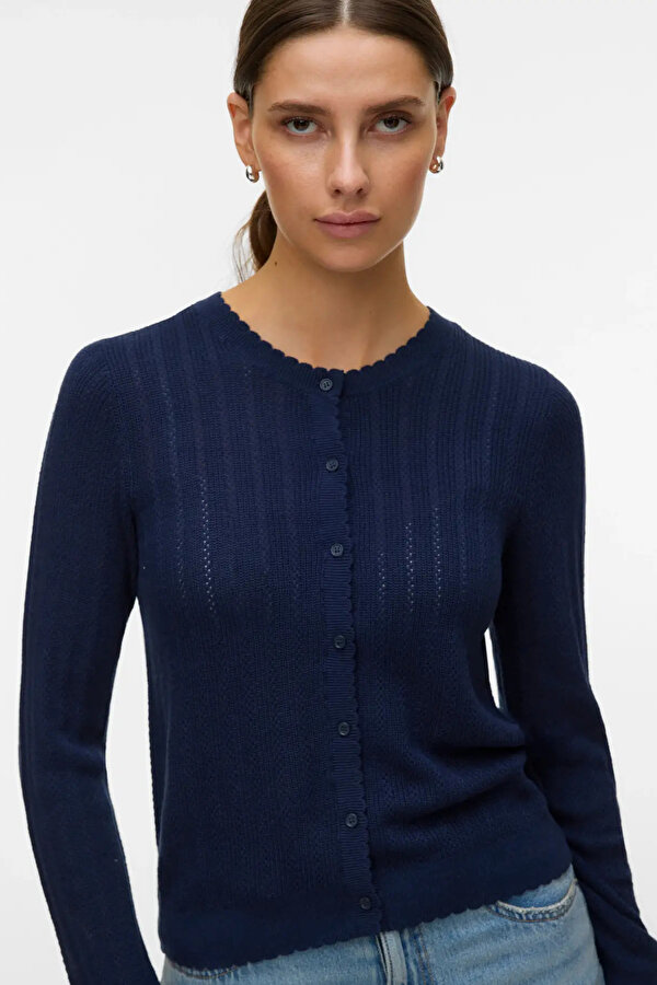 Vero Moda Kadın Vmnewlex Bisiklet Yaka Uzun Kollu Hırka 10340562 Lacivert