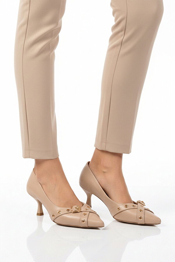 Ayakmod Bej İnce Topuklu Kadın Abiye Ayakkabı 519146 Z