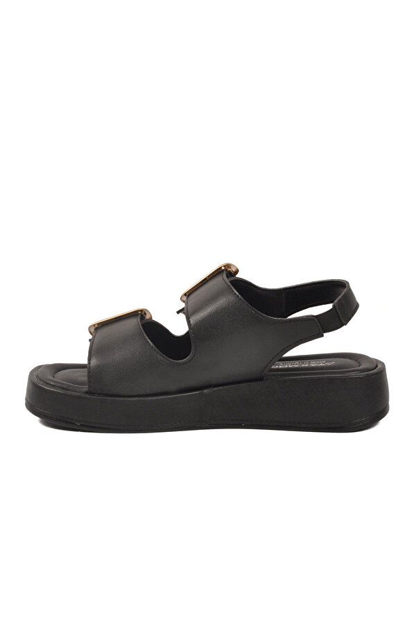 Ayakmod Siyah Çift Bantlı Kadın Sandalet 422240 Z