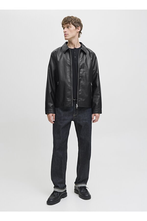 Siyah Erkek Mont 12278839_JJECASABLANCA PU JACKET NO