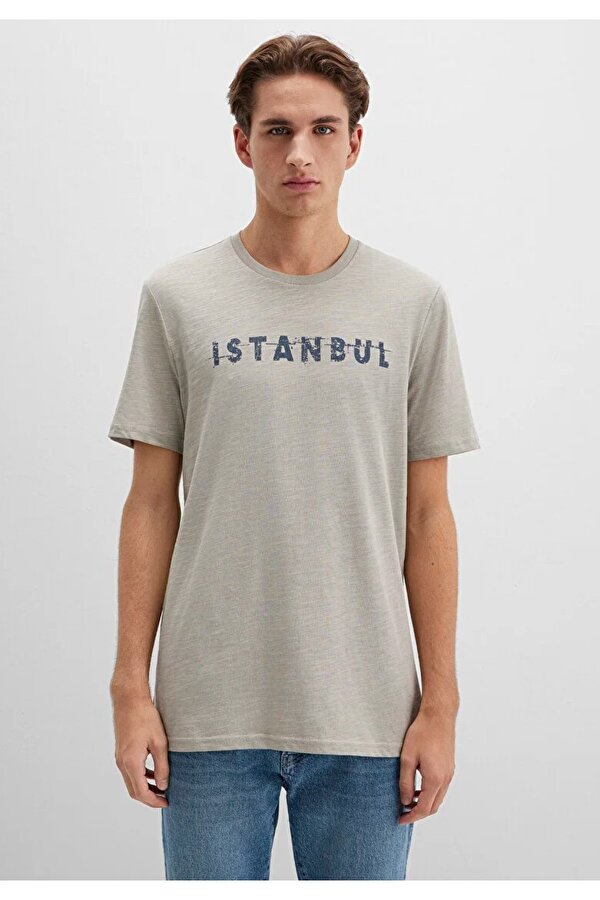 M066282 İstanbul Baskılı Tişört Erkek T-Shirt