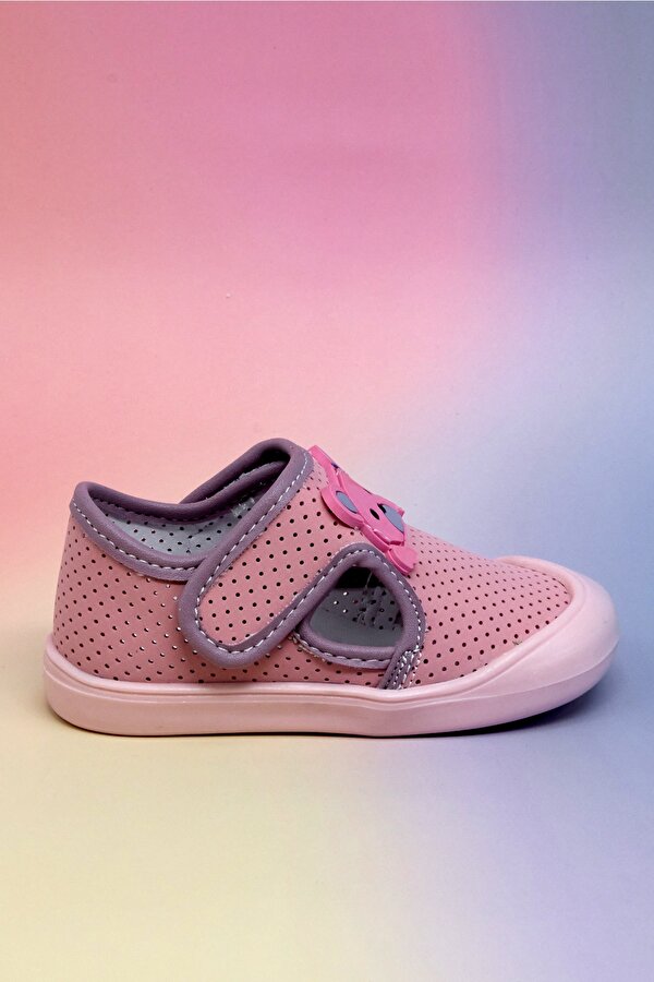 Kız Çocuk Pembe Nubuk Ayıcık Detaylı Rahat Kalıp İlk Adım Sneaker