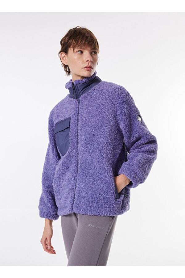 Mor Kadın Dik Yaka Relaxed Sweatmont D4WL-SWT3052