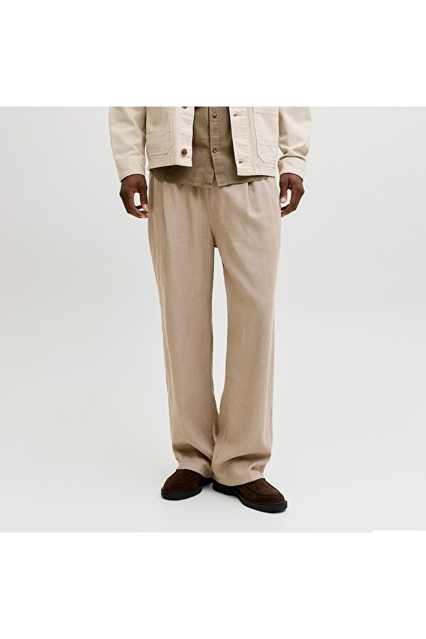 Jack&Jones Bill Andros Vis Linen Blend Jogger Erkek Bej Pantolon