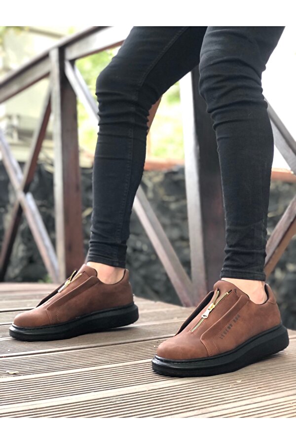 Fermuarlı Erkek Ayakkabı TABA (SİYAH TABAN)