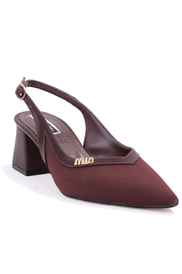 DZA07-1296034 Kahve 7 cm Kalın Topuklu Klasik Kadın Ayakkabı
