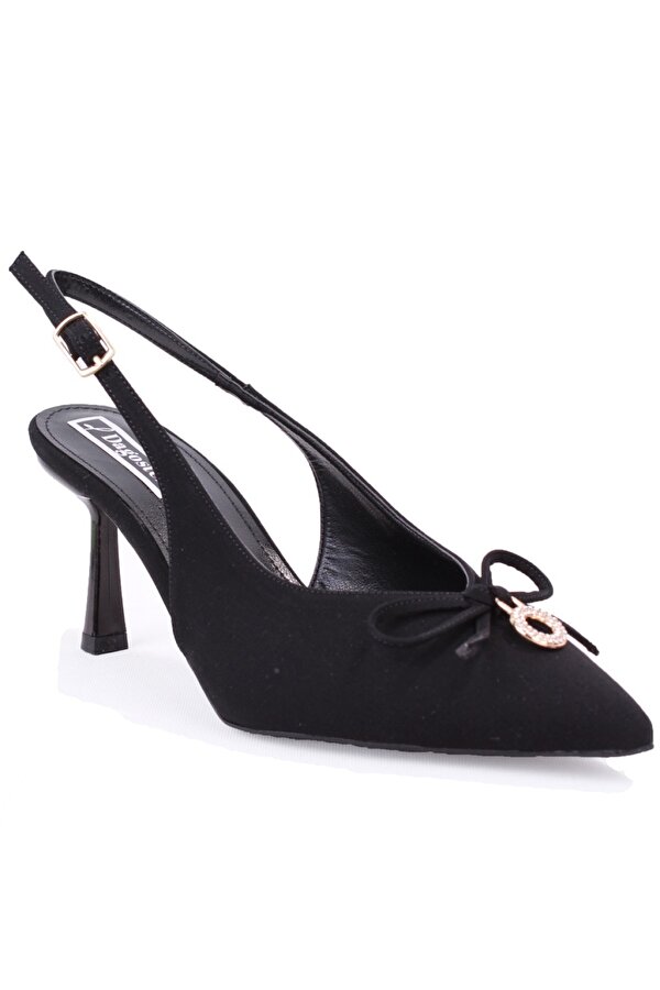 DZA07-12042727 Siyah 8 cm İnce Topuklu Abiye Kadın Ayakkabı