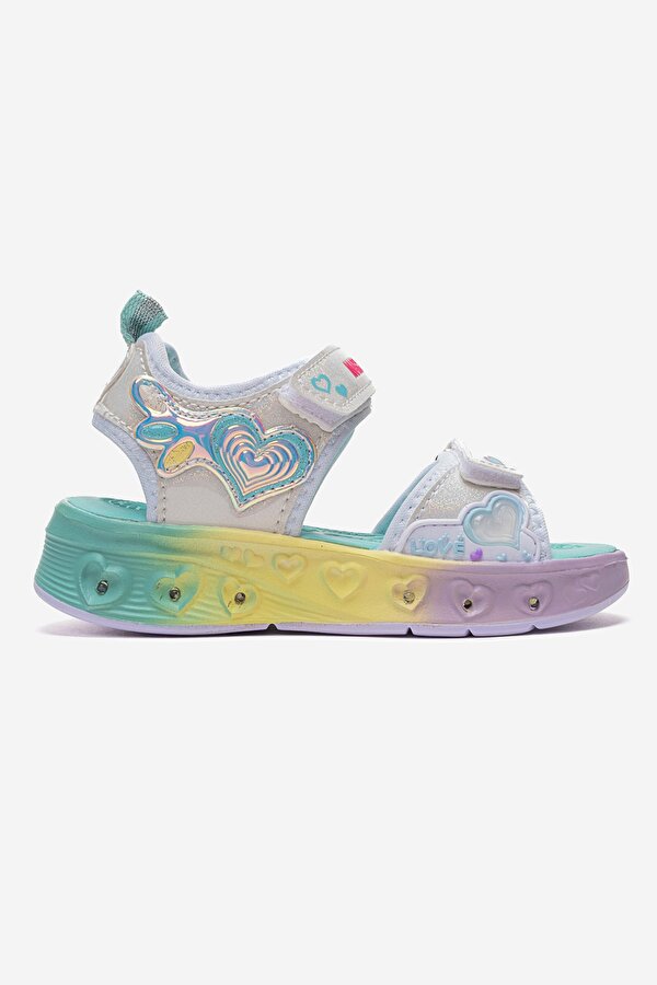 Marcokids Kız Çocuk Beyaz Işıklı Spor Sandalet