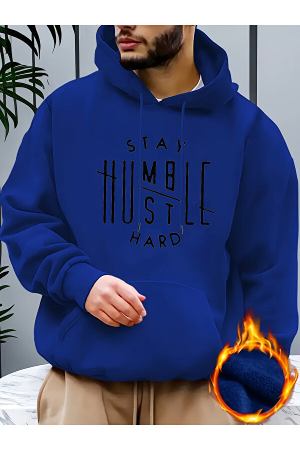 Unisex Alcakgonullu Kal Baskılı Oversize Sweatshirt - 3 Al 1 Öde