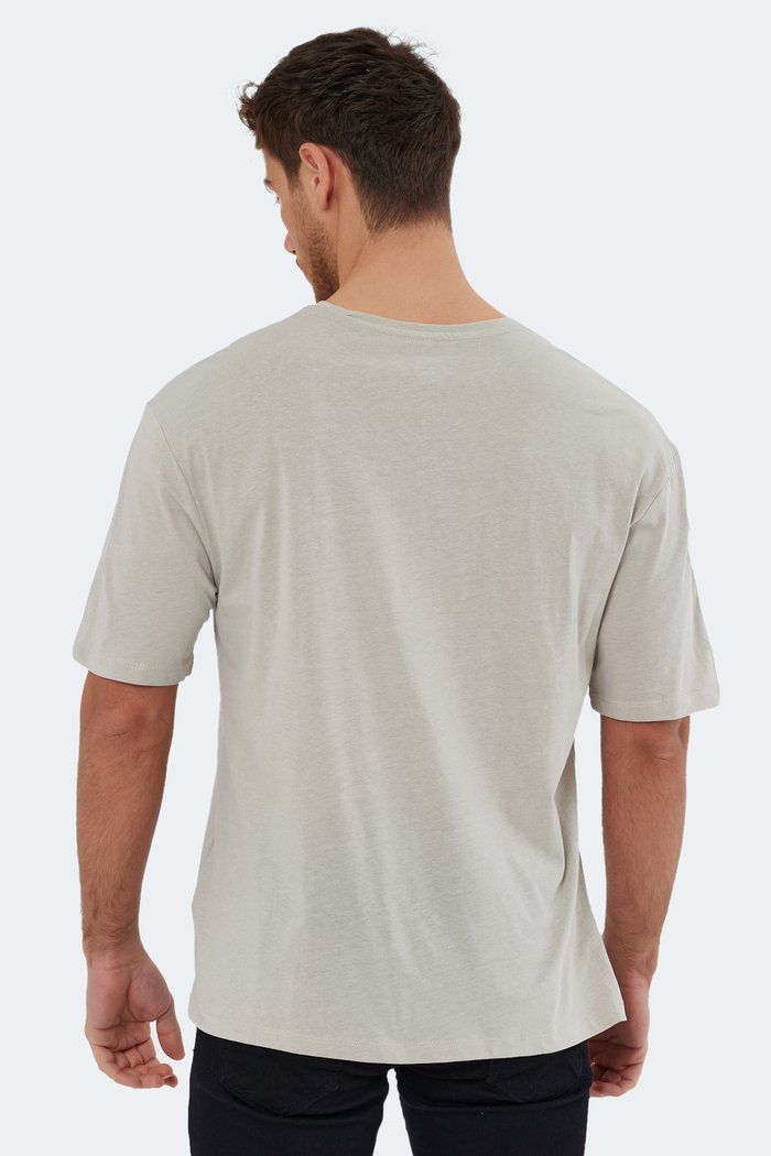 Slazenger KAISER IN Oversize Erkek Oversıze Taş Gri Tişört — 2