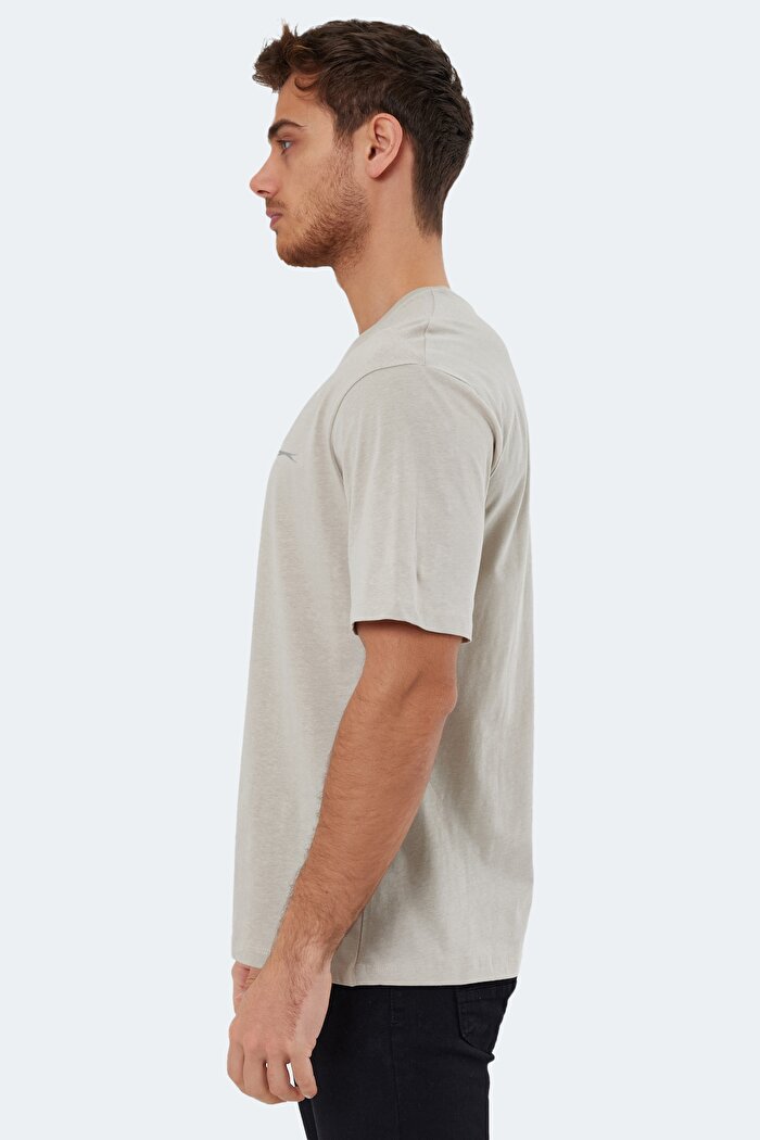Slazenger KAISER IN Oversize Erkek Oversıze Taş Gri Tişört — 3