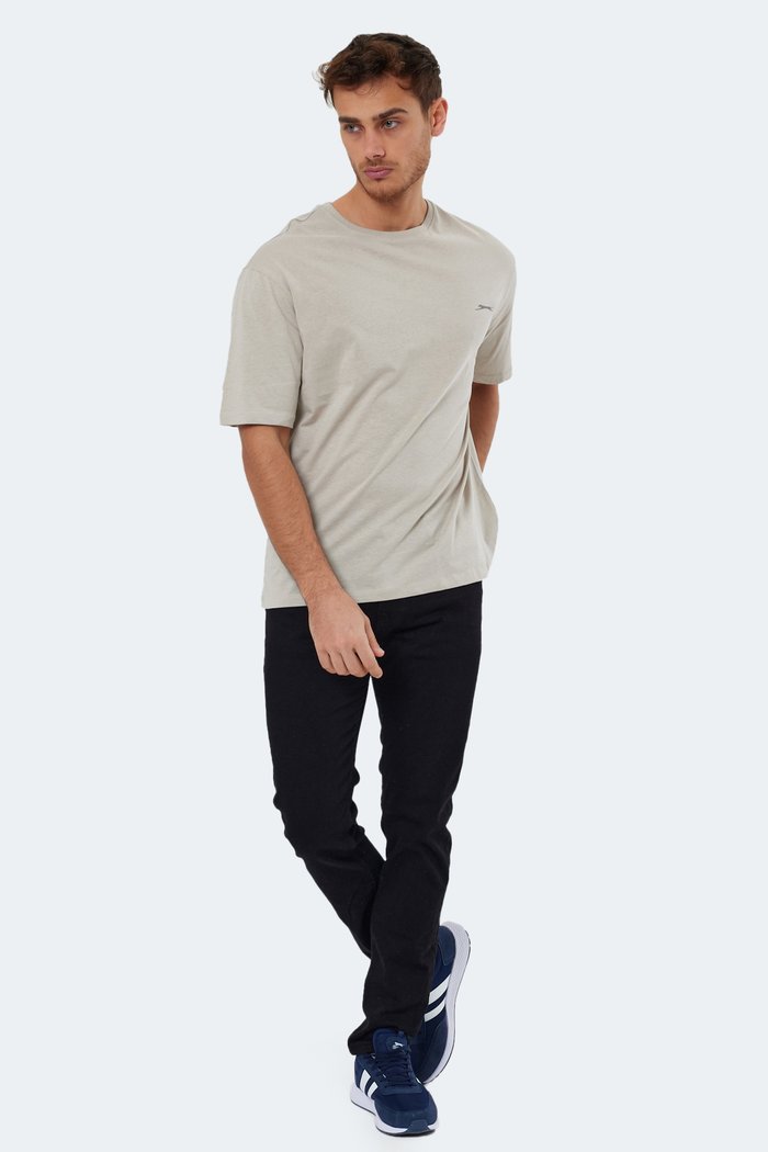 Slazenger KAISER IN Oversize Erkek Oversıze Taş Gri Tişört — 6