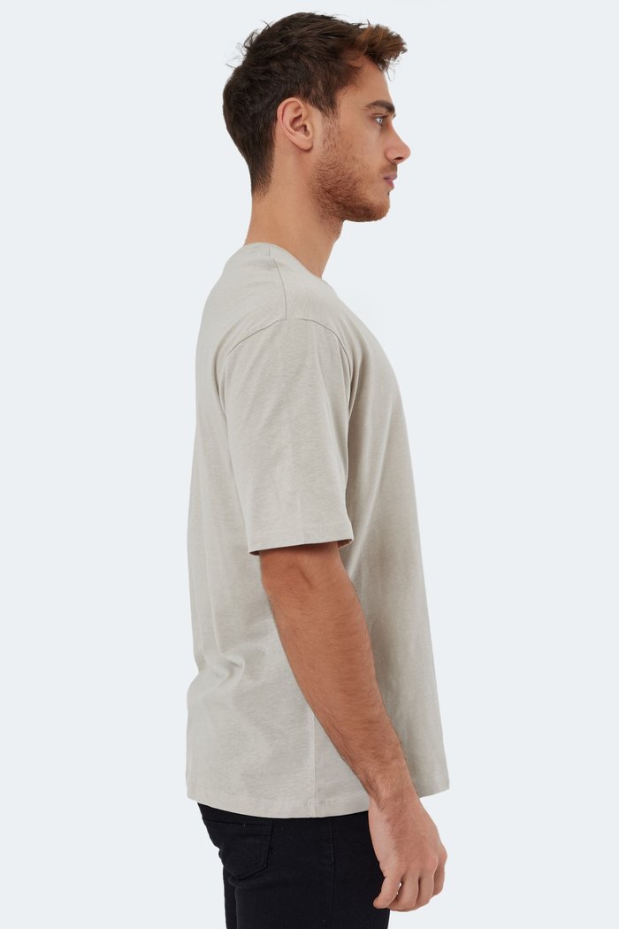 Slazenger KAISER IN Oversize Erkek Oversıze Taş Gri Tişört — 7